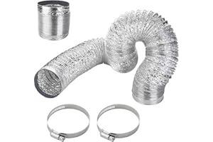 QISF 100mmx1.5M Aluminium Foil Flexible Ducting,Air Duct Flexible Hose with 2 Clamps for Tumble Drier, Cooker Hood, Extractor Fan, Hydroponics Grow Room,Bathroom Extraction Fan