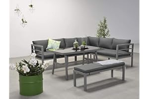 Garden Impressions Hohe Dining Aluminium Lounge Blakes Anthrazit Rechts, inklusive XL Bank und wasserabweisender Kissen