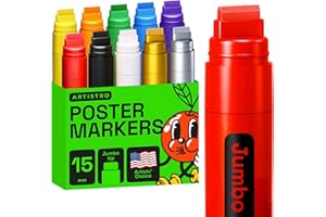 ARTISTRO Markery Jumbo, 10 kolorowych markerów Jumbo, końcówka filcowa 15 mm, markery akrylowe do malowania skałkowego, kamienia, ceramiki, szkła, drewna, płótna