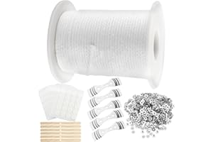 YYWEi Kerzendochte für Kerzen 70M Kerzen Dochten Baumwolle Kerzendochthalter Dochte für Kerzen für DIY Kerzenherstellung(mit Dochthalter, Aufkleber)