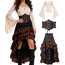 UILYNIU Deguisement Pirate Femme Foulard Cheveux Cache oeil Pirate Perroquet Gonflable Ceinture Boucles d'oreilles Perle Cheveux Accessoires Costume