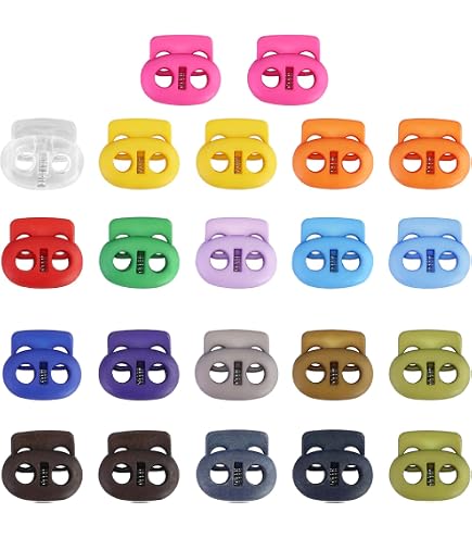 12 Bloque-Cordons Métal Double Trou - Pour Lacets, Paracorde, Sac à Dos (Noir Et Argent)