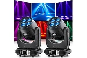 WZYBUTA 200W Lyre LED DMX512 Jeux de Lumière DJ RGBW Projecteur Wash Moving Head Spot Lampe pour Fête Disco Bars Club Mariage Noël-2PCS