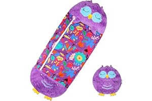 WGYTECH Schlafsack Kinder, Weich Flauschiger Kinderschlafsack, 2 in 1 Zusammenfaltbarer Kuscheltierschlafsack mit Kissen für Mädchen und Jungen, Spielen kuscheln - schlafen