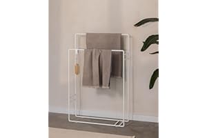 ‎M METALLBUDE Metallbude Handtuchständer DELAYA Weiß - Handtuchhalter - Platzsparend - Pulverbeschichtetes Metall - Kratz-, Stoß- & Schlagfest - 90x60x18 cm