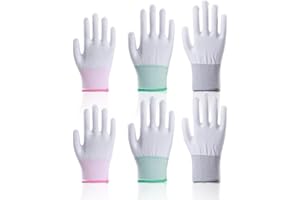 OBYJCA 3 Pairs Heat Resistant Gloves for Hair Styling, Heat Protection Proof Gloves for Hair Styling, Heat Blocking for Curling, Flat Iron and Curling Wand （Pink、Green and Grey）
