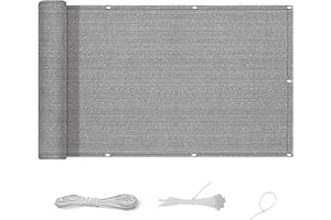 CUIMEI Pantalla de privacidad 120 x 400 cm Protección de Privacidad Anti-UV Malla de sombreo con Ataduras de Cables para Jardín Balcón Terraza, Gris