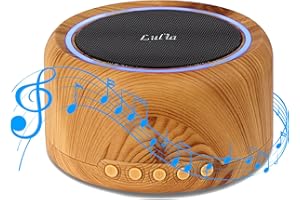 ‎LULIA Lulia White Noise Machine, Einschlafhilfe für Babys Erwachsene, Tragbares White Noise Machine Baby mit Atem Licht, 30 beruhigende natürliche Klänge 35 Lautstärkestufen Timer und Memory Funktion (Holz)