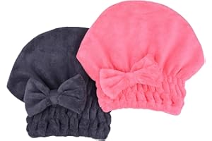 MAYOUTH Mikrofaser Handtuch Haare Super saugfähig 2 Stücke Kopfhandtuch Haarturban Haarhandtuch Schnelltrocknend Turban Geschenke für Damen & Mädchen Dunkelgrau+ Stieg Rot