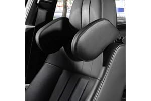 ‎HENZIN HENZIN Kopfstütze Auto Kinder,Nackenstütze Auto mit Teleskopstange,270°Rotation,Einstellbar,Klappbar,Auto Nackenstütze Nackenkissen Autokissen aus Leder für Kinder Erwachsene (Schwarz)