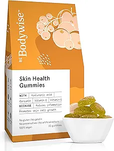 Be Bodywise Skin Gummies | Delicious Gummies with Hyaluronic Acid, Vitamin C, Vitamin E & Curcumin | 30 Gummies