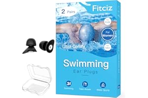 Fitciz Bouchons d'Oreille De Natation pour Adultes - Boule Quies Piscine pour Hommes Femmes - Avec Étui pour Nageurs - Confortables Imperméables (Taille Femme, 2 Paires S+M)