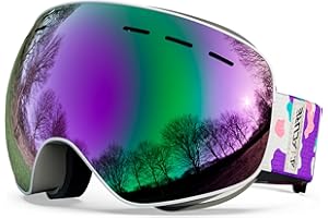 ACURE Ski Goggles, OTG Frameless Snow Snowboard Goggles of Dual Lens with Anti Fog and UV400 Protection for Men, Women, Youth