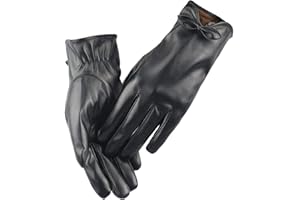 Long Keeper Guanti Pelle Donna - Guanti Invernali Caldi Touch Screen Vintage Guanti da Guida in Ecopelle con Foderati per Donna, Taglia Unica