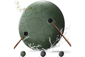 8 Tum (20 cm) Ståltungtrumma 11 Noter A-dur Handpan-trumma Bärbar Regndrum Utomhusslagverksinstrument med Slåverktyg, Fingerplektrum, Bärväska, Musikbok, För Nybörjare, Yoga, Meditation, Present