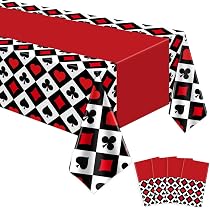 2 Tovaglie Rettangolari Tema Casinò Con Stampe Poker - 130x220 Cm - Impermeabili E Resistenti Per Feste A Tema, Picnic E Serate Di Gioco - 6