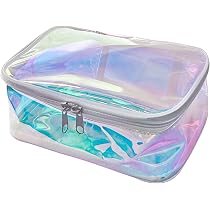 Trousse De Maquillage En PVC étanche TotePrint - Motif étoiles Argentées, Forme Carrée - Dimensions 22x14x14 Cm (Rose)