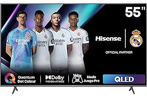 Hisense 55E7NQ Pro - QLED Gaming TV, 55 Pulgadas Televisor, VRR 144Hz HSR 240 fps, AMD Freesync Premium Pro, Barra de Juegos, Solución HDR Total, Dolby Vision IQ & Dolby Atmos (Nuevo 2024)