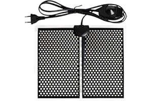 Geoyien Manta termica Reptiles, 15 * 14cm Manta termica terrario, Alfombrilla calefactora, Impermeable y Resistente a la Humedad, Temperatura Ajustable (0-35 Grados) Enchufe Europeo (5W, 220V-240V)