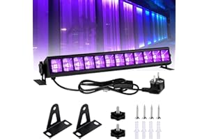 BORDEAG Projecteur LED 36 W - Lumière noire UV - 395 nm - Lampe LED noire - Tube de lumière noire - Tube de lumière noire avec interrupteur pour accessoires de fête - Décoration d'Halloween - Éclairage de