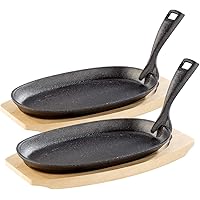 Tornwald-Schmiede Gusspfannen: 2 Profi-Servierpfannen, Gusseisen, mit Untersetzer, 24x14x2,2 cm, 820g (Kleine Pfannen zum Ser