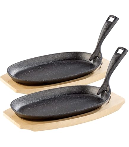 Bbq-toro Gietijzeren Serveerpannetjes, Set Van 6 Stuks, 22,5 X 13 Cm Ovaal Al Ingebrand Preseasoned Gietijzeren Grillpannen Pannetjes Serveerpan Grillpan Gietijzeren Pan