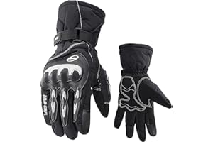 CNZON Motorbikes Gloves Winter Warm Touch Screen Waterproof Windproof Hard Knuckle Protective Gloves- 100% Waterproof Motorcycle Men Women Gloves for Snowmobile, Cycling, ATV, Skiing, Scooter (L)
