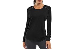 Gyabnw Camiseta Deportivo Mujer Camiseta de Manga Larga Holgada de Secado Rápido Camisetas de Cuello en V Yoga Fitness Running Top Ropa Deportiva Entrenamiento Atlético