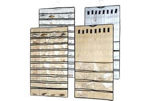 Mulaibdin 2 Stück Schmuck Organizer Hängend, Schmuckaufbewahrung Wand mit Aufhänger, Doppelseitig Schmuckschrank Hängend Tür,Ohrringe,Halsketten,Ringe, Schrank Aufbewahrung