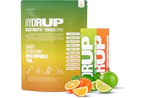 HYDRUP - Elettroliti Senza Zucchero in Polvere 1733 mg - Idratazione con Vitamine B e C - 3 Bustine Gusto Arancia e 3 Gusto Limone e Lime da 14 Grammi Ciascuna - Senza Glutine e Senza Lattosio
