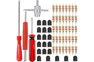 AUTUUCKEE 64 Stück Reifenventil Werkzeug Set Autoventil Schlüssel Ventilschlüssel,4 in 1 Ventilkern Reparatur Werkzeug 20 Stück Reifenventil Kappen,40 Stück Ventileinsätze für Auto Motorrad Fahrrad