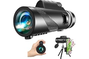 HEYU Telescopio monoculare ad alta definizione 50 x 60, monocolo ad alta potenza per adulti e bambini, con supporto per smartphone e treppiede per osservazione degli uccelli, campeggio, escursionismo
