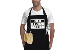 APRONPANDA Old Lives Matter Kitchen Aprons - Funny Christmas Gifts Birthday or Retirement Gifts for Mom, Dad, Grandpa, Grandma - 50th 60th 70th Birthday Gifts for Men Women