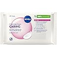 NIVEA Caring 3-in-1 Cleansing Face Wipes for Dry Skin (25 Sheets), Nourishing Face Cleanser and Makeup Wipes for Gentle Yet E