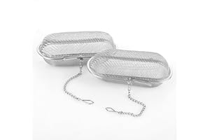 DMJJSD Colador de especias para cocinar, 2 unidades, colador de hierbas con cadena y gancho para colgar en el borde de la olla, de malla fina de acero inoxidable, colador de té, especias, hierbas, té