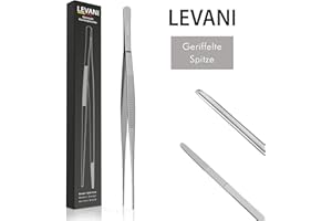 HOLESTO Levani® Szczypce kuchenne – Edycja Stalowa – Uniwersalne długie szczypce ze stali nierdzewnej najwyższej jakości – Szczypce do mięsa z naciętym uchwytem – Szczypce do grilla (30 cm)