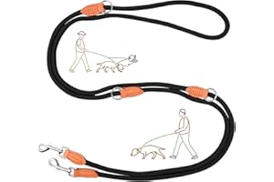 Getervb Smycz dla małych psów, lekka, regulowana 3 m, podwójna smycz do zawieszenia, nylonowa smycz prowadząca dla psa, wytrzymała i odporna na ugryzienia