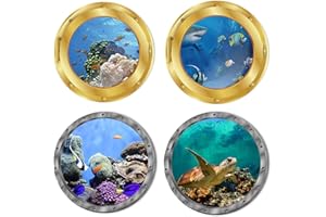 FORYNXHWIN 4 Pezzi Oblò Sticker 3D, 3D Sea Wall Sticker Wall Decal Underwater per la Decorazione della casa (29 x 29 cm)