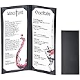 NJ Leather Book Style Double Fold Panel Menu Cover Folder, Menu Holder Black, Restaurant Menu Covers, Cocktail Menu folder, Juice and Beverage Folder Black : 01 Pc.