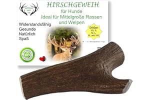 ARTISAN GIFT CO Hundesnack Rothirsch Geweih Kausnack -100% Natürlicher - Mindestgewicht 75 Gramm (M - 1 stück)