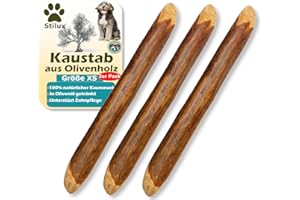 Stilux® 3er Set Kauhloz aus Olivenholz für Hunde bis 5Kg, Größe XS, Kauknochen Hundespielzeug, natürliches Welpenspielzeug zur Hund Zahnpflege