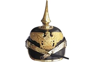 SARA INTERNATIONAL Medieval Replicas Mosiężny niemiecki hełm Pickelhaube Imperial Prussian - skórzany