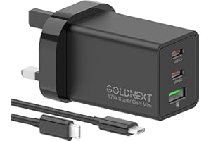 67W USB C Plug, GOLDNEXT PPS 3-Port GaN Ⅲ PD Fast Wall Charger Plug with 100W Type-C Cable for Macbook Pro/Air, Dell XPS 13, HP Laptops, iPhone 15/14/13 Series, Galaxy S23 Ultra/S22, iPad, Pixel 7 Pro