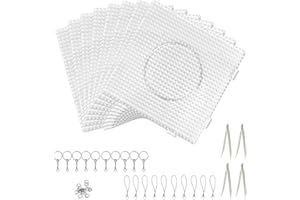 FENGCHUANG 8 Pezzi Base Quadrate per Perline da Stirare Trasparenti, 14,5 x 14,5 cm Base per Perline da Stirare, Pannello Forato Perline con 4 Pinzette 10 Portachiavi con Cordino