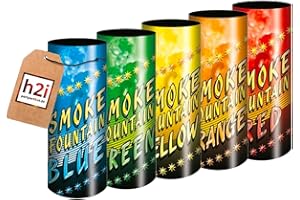 Lot de 5 feux d'artifice H2i Color Mix Bengalo Fumée volcanique Feux d'artifice vert, jaune, orange, rouge Toutes saisons Kat T1/F1