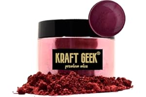 KRAFT GEEK Wine Red Premium Mica Powder 50g. Powder Dye for Epoxy Resin Pigment Natural Soap Colouring, Candle, Slime, Bath Bombs, Makeup, Nail, Fabric, Fabric dye, Wax Melts etc. (Mauve)