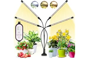 wolezek Lámpara LED para plantas, 80 ledes, 3000 K, 5000 K, 660 nm, espectro completo para plantas de interior con temporizador, 10 tipos de brillo y 3 modos de luz para verduras