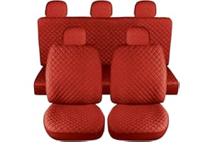 Susy Shop Housses de siège auto universelles, avant et arrière, compatibilité universelle montage simple (ensemble complet, rouge)