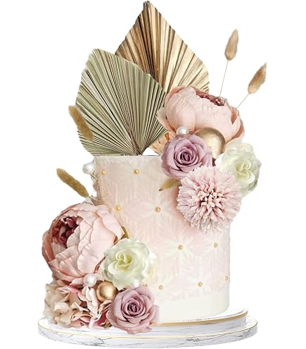 SYEYCW 48 Pièces Décoration Gâteau Or - Feuilles Palmier Et Balles Pour Mariage Anniversaire
