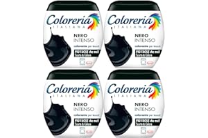 GREY Coloreria Italiana Colorante Tessuti in Lavatrice Colore Nero Intenso Formula Tutto in Uno - 4 Confezioni Monodose